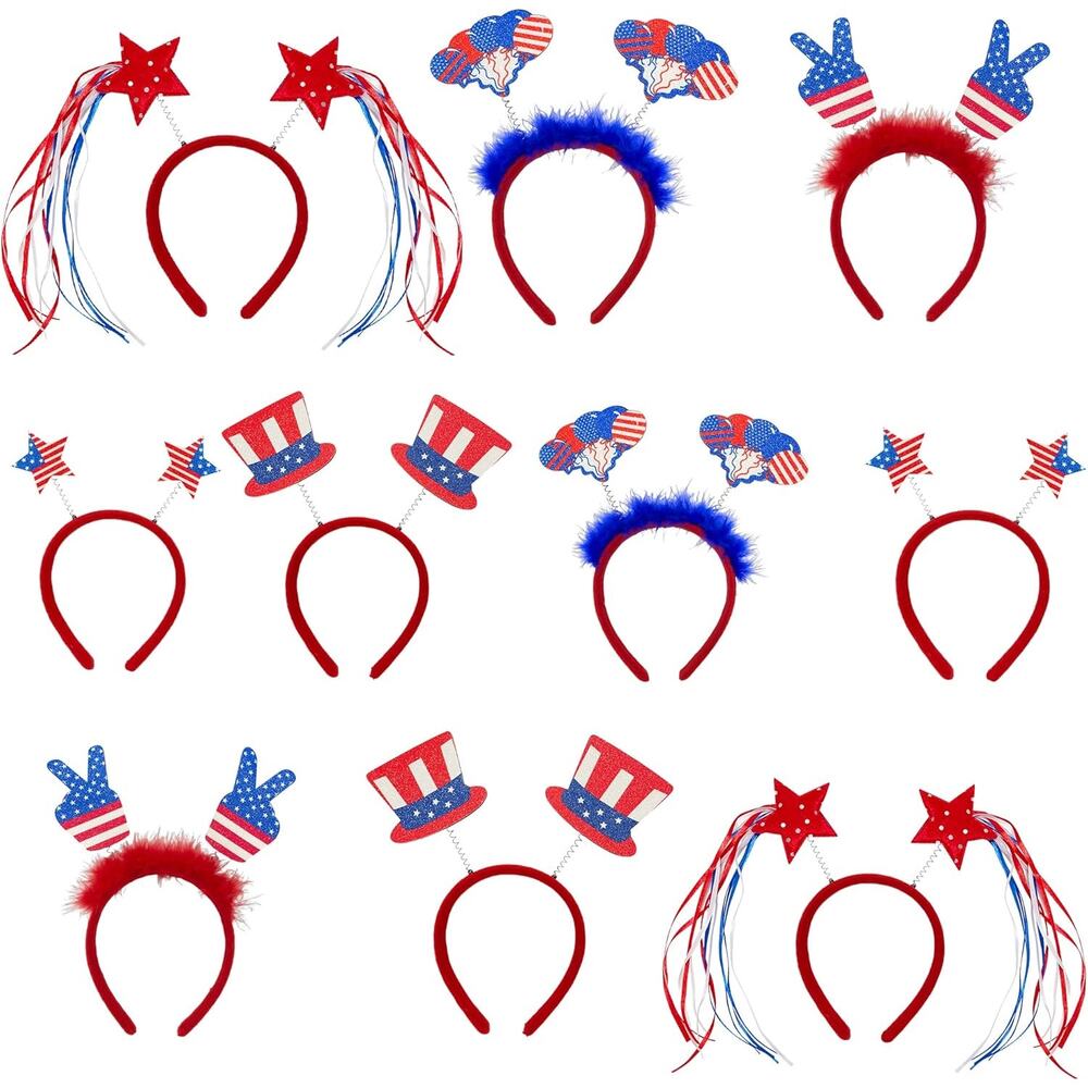 10PCS 4th of July Headbands Patriotic Party Set Independence Day USA